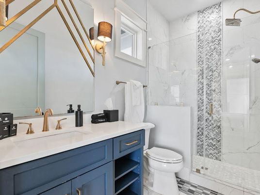 Bathroom, Glass Shower, Interior, Marble Walls