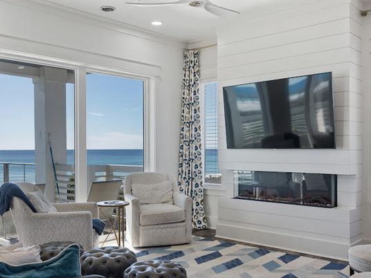 Fireplace, Interior, Living room, Recessed Lighting, Water