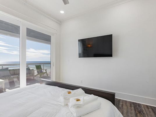 Bedroom, Interior, Recessed Lighting, Water, Wood Texture Flooring