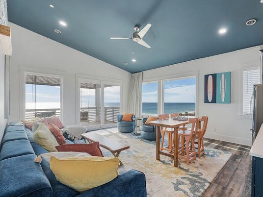 Dining room, Interior, Living room, Recessed Lighting, Water, Wood Texture Flooring