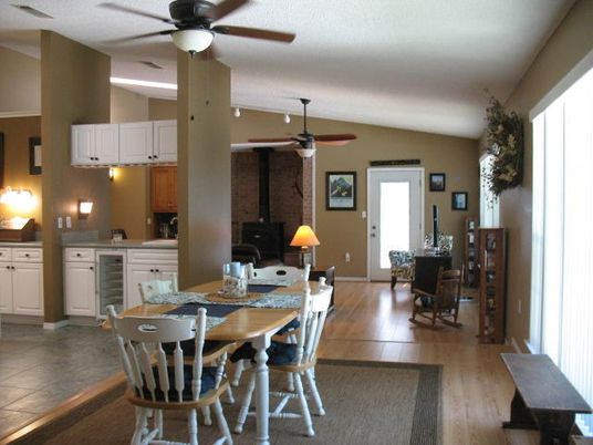 Dining room, Interior, Kitchen, Stone Walls, Wood Texture Flooring