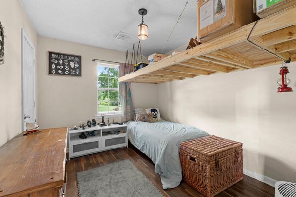 Bedroom, Interior, Pendant Lights, Wooden Ceilings, Wood Texture Flooring