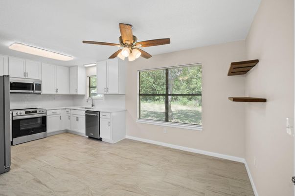 Interior, Kitchen, Stainless Steel Appliances, Wood Texture Flooring