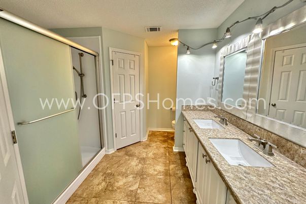 Bathroom, Dual Sink Vanities, Glass Shower, Interior