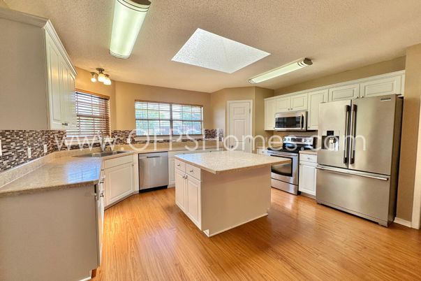 Interior, Kitchen, Stainless Steel Appliances, Wood Texture Flooring