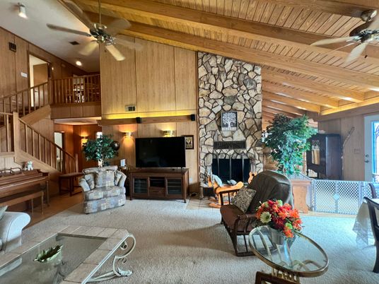 Fireplace, Interior, Piano, Stone Walls, Wooden Beams, Wooden Ceilings
