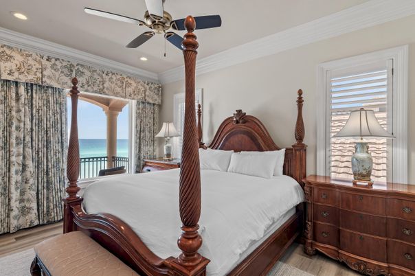 Bedroom, Interior, Recessed Lighting, Water, Wood Texture Flooring