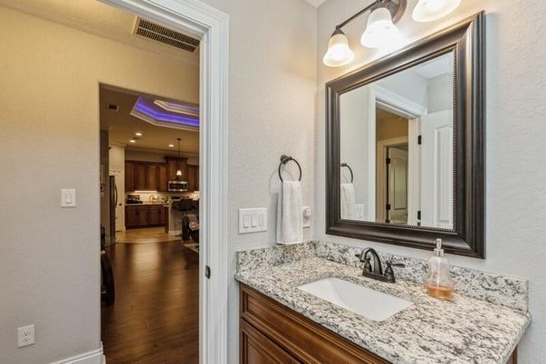 Bathroom, Interior, Kitchen, Pendant Lights, Recessed Lighting, Wood Texture Flooring