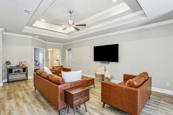 Interior, Living room, Recessed Lighting, Wood Texture Flooring