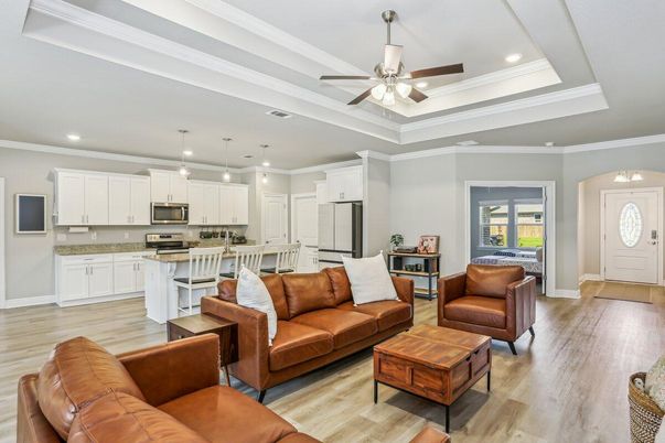 Interior, Kitchen, Living room, Pendant Lights, Recessed Lighting, Stainless Steel Appliances, Wood Texture Flooring