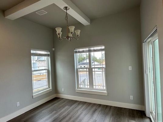 Chandelier, Empty room, Interior, Wood Texture Flooring