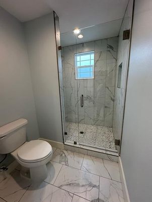Bathroom, Glass Shower, Interior, Marble, Marble Walls