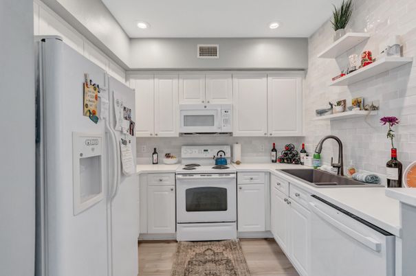 Interior, Kitchen, Recessed Lighting, Wood Texture Flooring