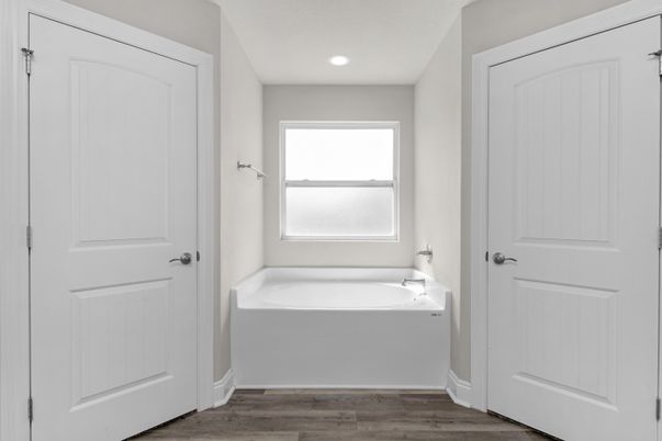 Bathroom, Interior, Recessed Lighting, Wood Texture Flooring