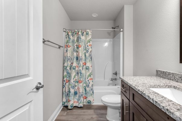 Bathroom, Interior, Recessed Lighting, Wood Texture Flooring
