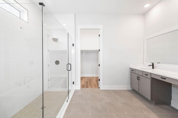 Bathroom, Glass Shower, Interior, Recessed Lighting