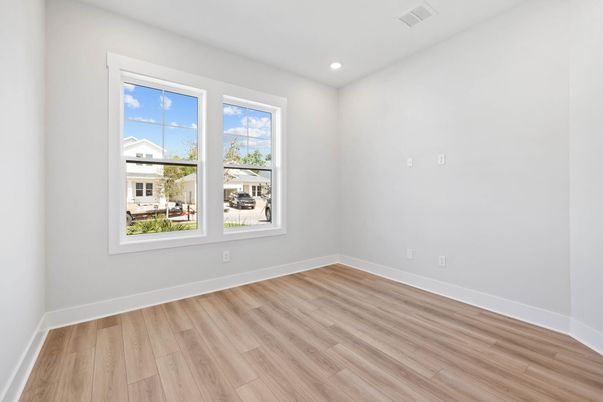 Empty room, Interior, Recessed Lighting, Wood Texture Flooring