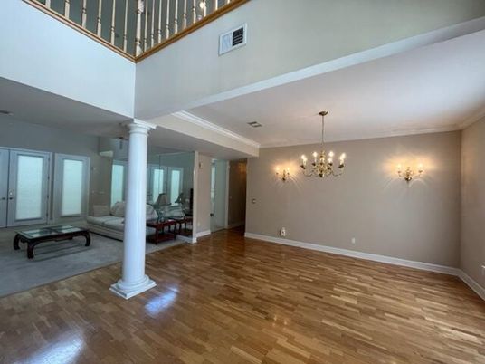 Chandelier, Interior, Wood Texture Flooring