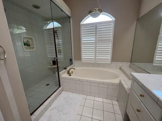 Bathroom, Glass Shower, Interior, Pendant Lights