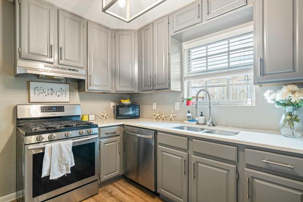 Interior, Kitchen, Stainless Steel Appliances, Wood Texture Flooring
