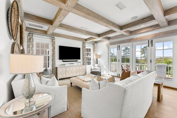 Interior, Living room, Recessed Lighting, Wooden Beams, Wood Texture Flooring