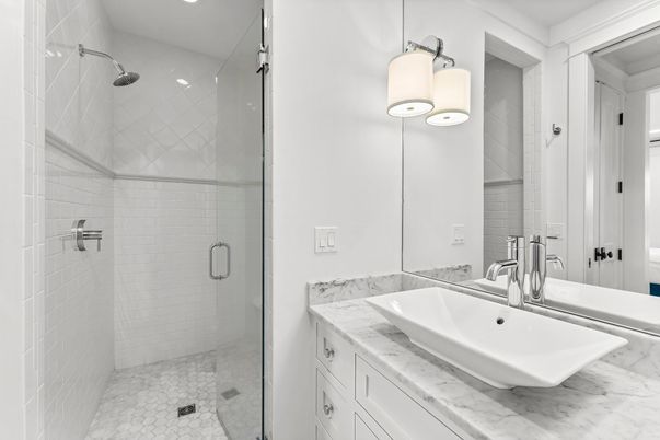 Bathroom, Glass Shower, Interior, Recessed Lighting