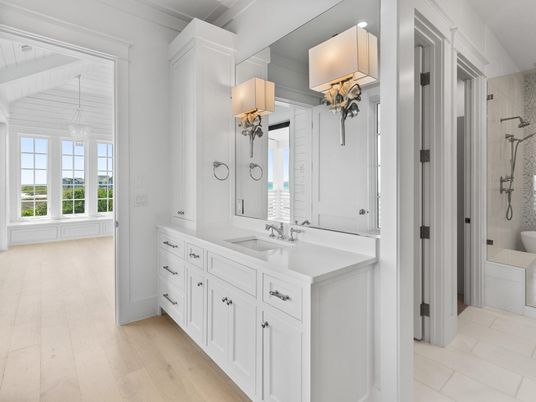 Bathroom, Dual Sink Vanities, Interior, Wood Texture Flooring