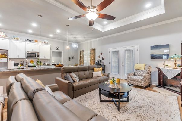 Interior, Kitchen, Living room, Pendant Lights, Recessed Lighting, Wood Texture Flooring