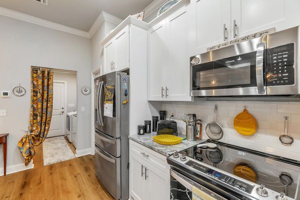 Interior, Kitchen, Stainless Steel Appliances, Wood Texture Flooring