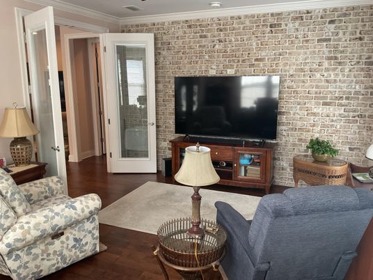 Interior, Living room, Stone Walls, Wood Texture Flooring