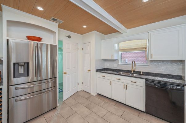Interior, Kitchen, Recessed Lighting, Stainless Steel Appliances, Wooden Ceilings