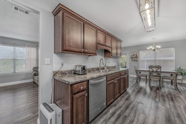 Chandelier, Dining room, Interior, Kitchen, Wood Texture Flooring