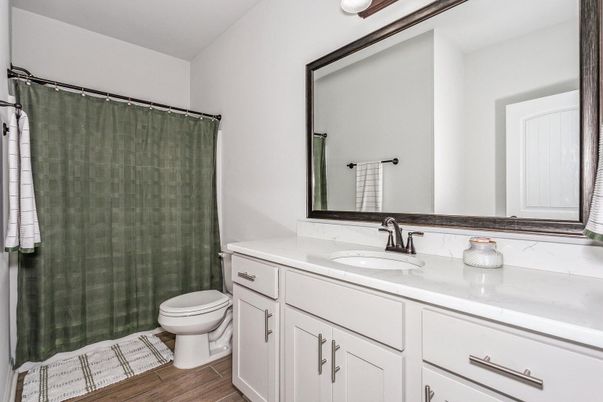 Bathroom, Glass Shower, Interior, Wood Texture Flooring