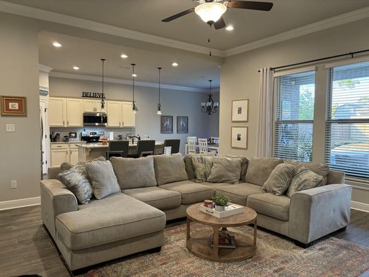Dining room, Interior, Kitchen, Living room, Pendant Lights, Recessed Lighting, Wood Texture Flooring