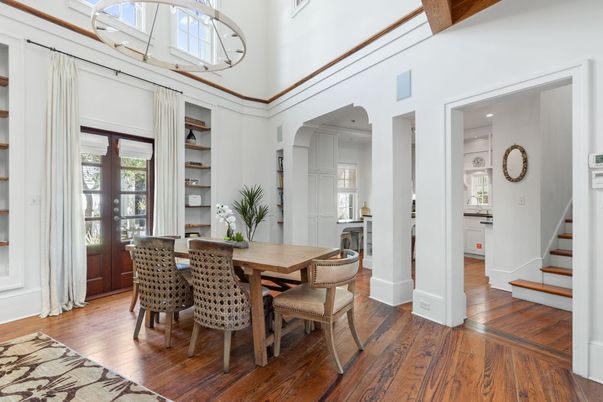 Dining room, Interior, Wood Texture Flooring