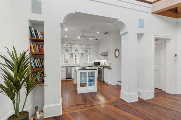 Interior, Kitchen, Recessed Lighting, Wood Texture Flooring