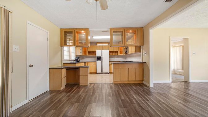 Interior, Kitchen, Wood Texture Flooring