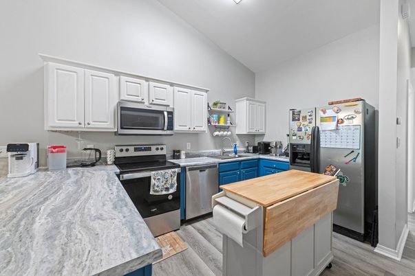 Interior, Kitchen, Stainless Steel Appliances, Wood Texture Flooring
