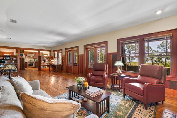 Interior, Living room, Recessed Lighting, Wood Texture Flooring