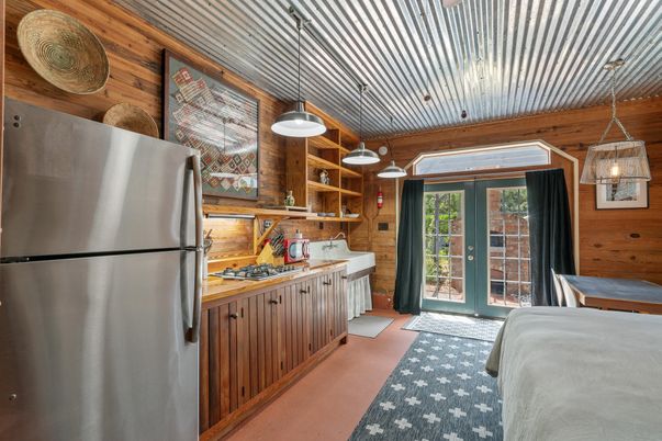Interior, Kitchen, Pendant Lights, Wooden Walls