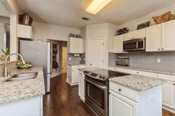 Interior, Kitchen, Stainless Steel Appliances, Wood Texture Flooring