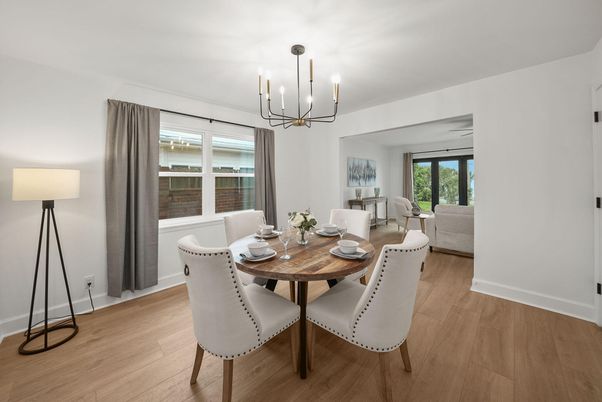 Chandelier, Dining room, Interior, Wood Texture Flooring