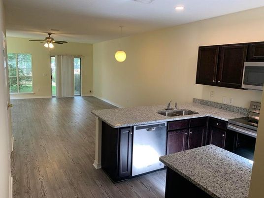 Interior, Kitchen, Pendant Lights, Recessed Lighting, Wood Texture Flooring