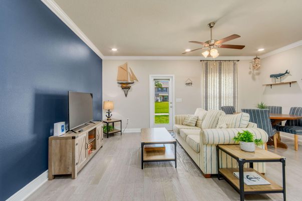 Interior, Living room, Recessed Lighting, Wood Texture Flooring