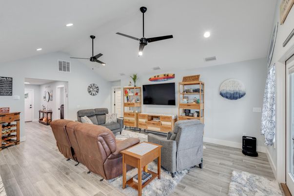 Interior, Living room, Recessed Lighting, Wood Texture Flooring