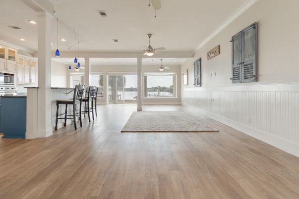 Interior, Kitchen, Pendant Lights, Recessed Lighting, Wood Texture Flooring