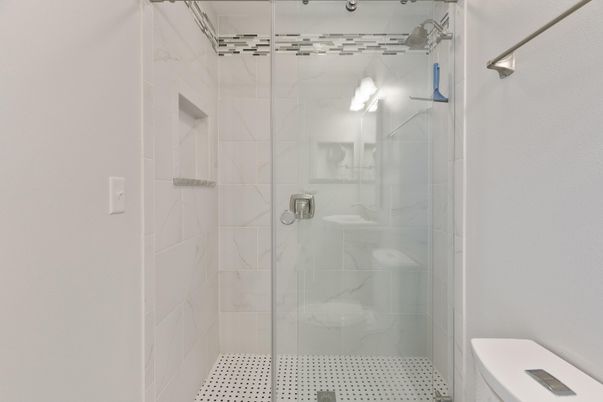 Bathroom, Glass Shower, Interior, Marble Walls