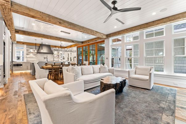 Dining room, Interior, Kitchen, Living room, Pendant Lights, Recessed Lighting, Wooden Beams, Wood Texture Flooring