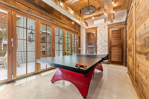 Game Room, Interior, Stone Walls, Wooden Beams, Wooden Ceilings, Wooden Walls