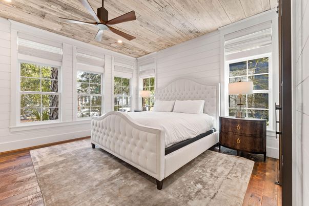 Bedroom, Interior, Recessed Lighting, Wooden Ceilings, Wood Texture Flooring